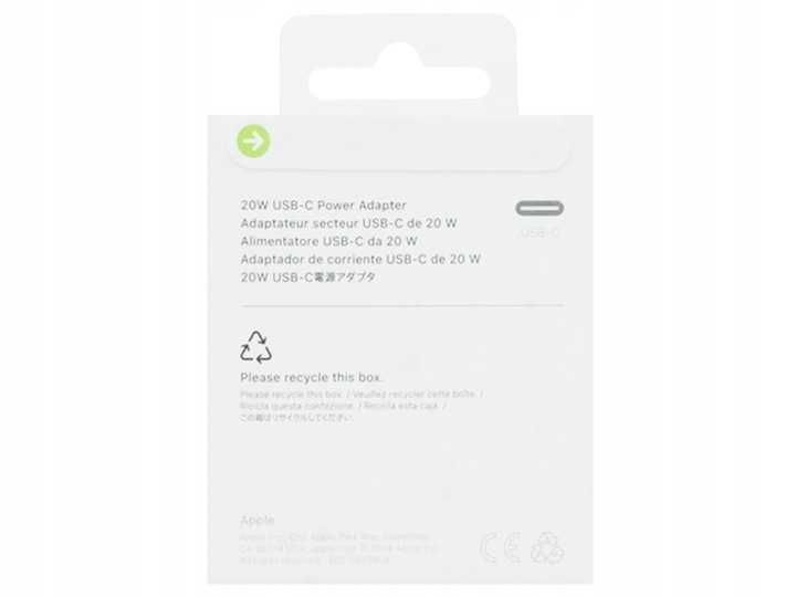 Oryginalna ładowarka sieciowa Apple 20W PD USB C MUVV3ZM/A iPHONE