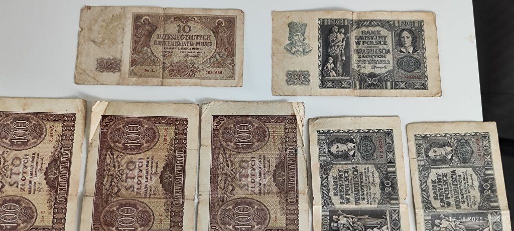 Zestaw banknotów Polskich z okresu Generalnej Guberni