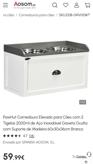 Comedouro Para cães com duas gamelas