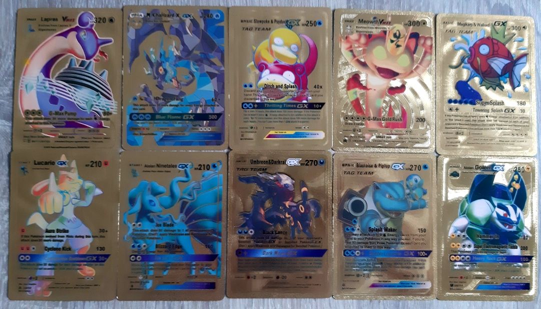 Cartas de Pokemon Gold diversas