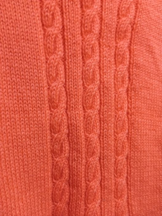 Ciepły sweter damski koralowy handmade M/L