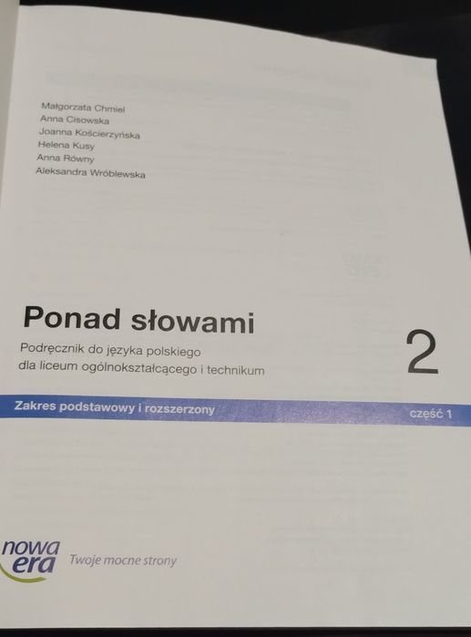 Ponad słowami 2 część 1 podręcznik do języka polskiego
