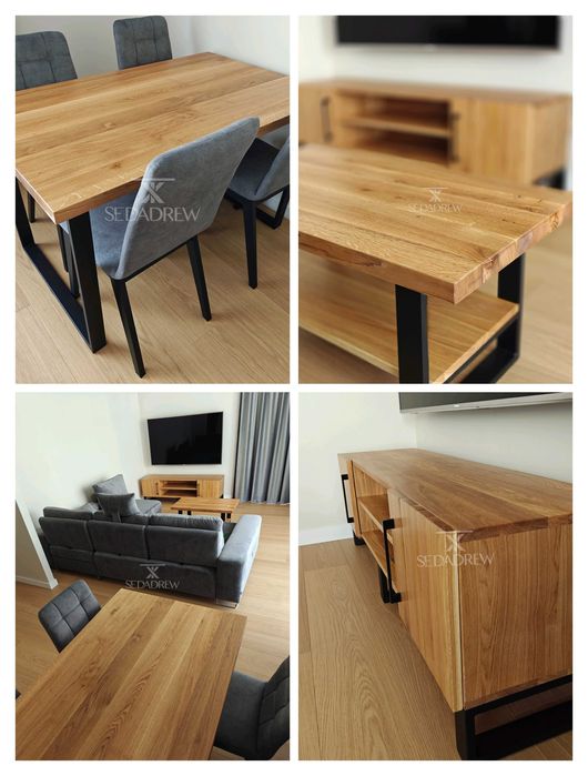 Stoły stoliki drewniane dębowe regały loft szafki RTV lite drewno