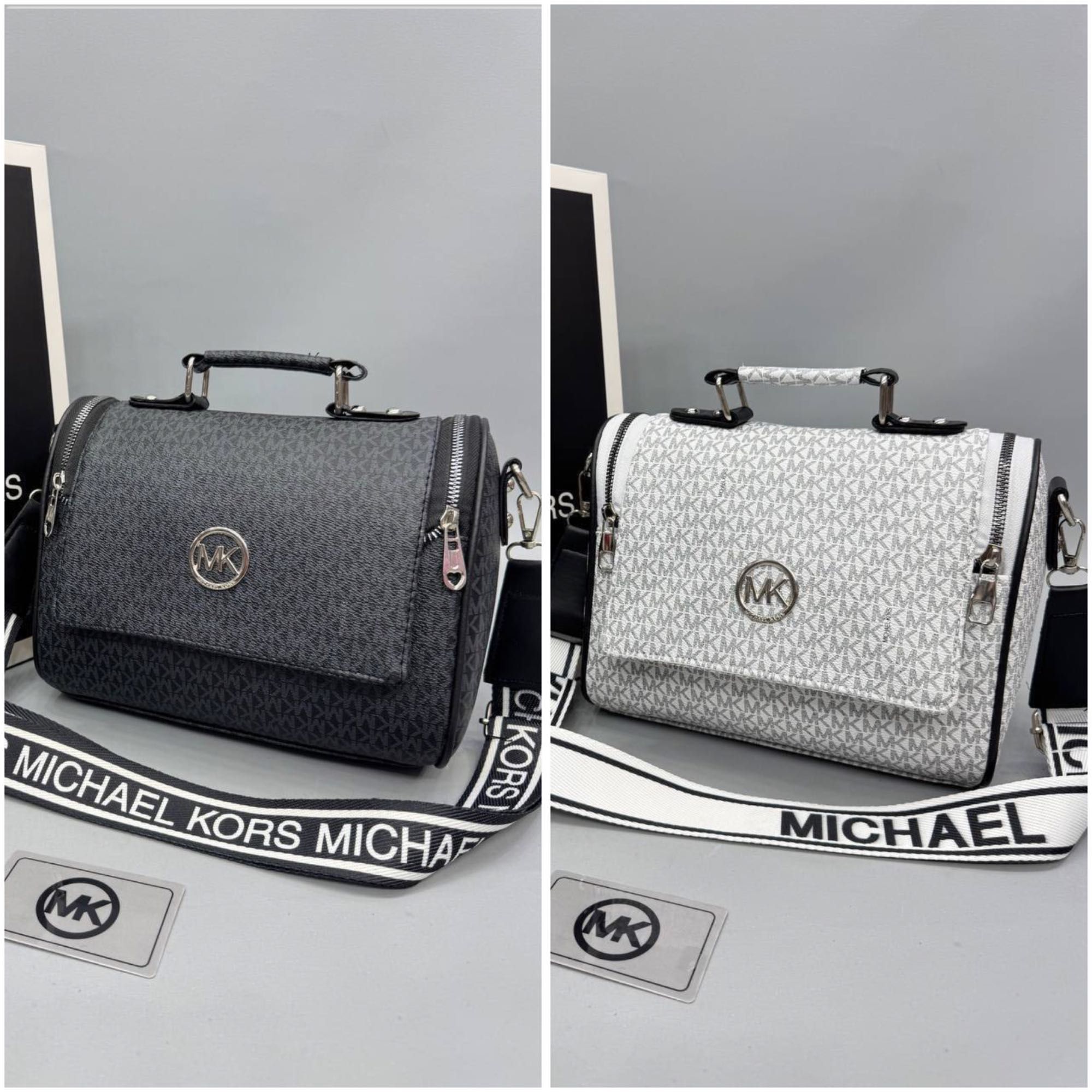 Сумка черная белая Michael Kors Клатч Майкл Корс Кросс боди Саквояж