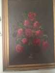 Quadro pintado a óleo de rosas vermelhas