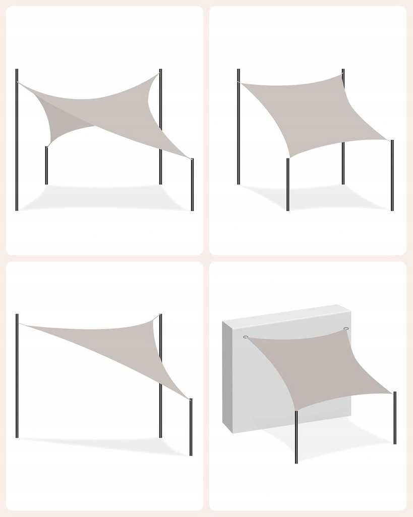 SONGMICS GSH23TP Żagiel przeciwsłoneczny 2 x 3 m, wodoodporny, szary