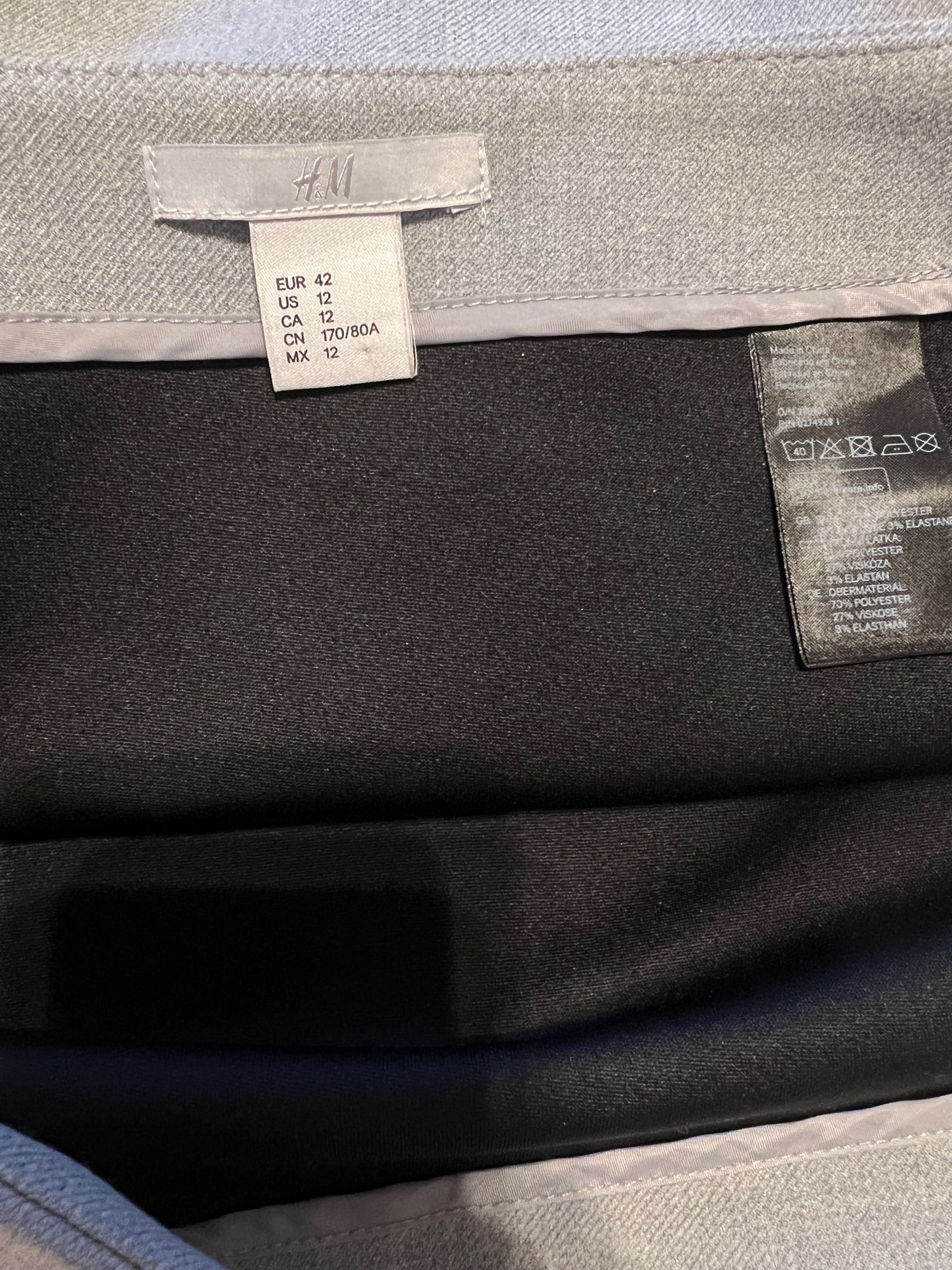 Szara spódniczka jesień H&M 42, mini spódniczka asymetryczna y2k, 00s