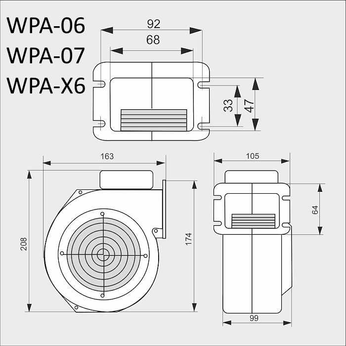 Вентилятор для котла з гравітаційною заслінкою WPA-120;117;X-2;X-6;