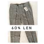 Nowe lniane Mango M 42 L len slim fit w kratę w kant szare eleganckie