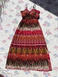 Długa burgundowa sukienka na ramiączka M 38 Carole Little boho