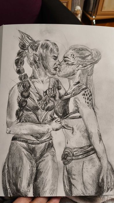 Rysunek ołówkiem A4 Laezel Shadowheart Baldurs Gate 3