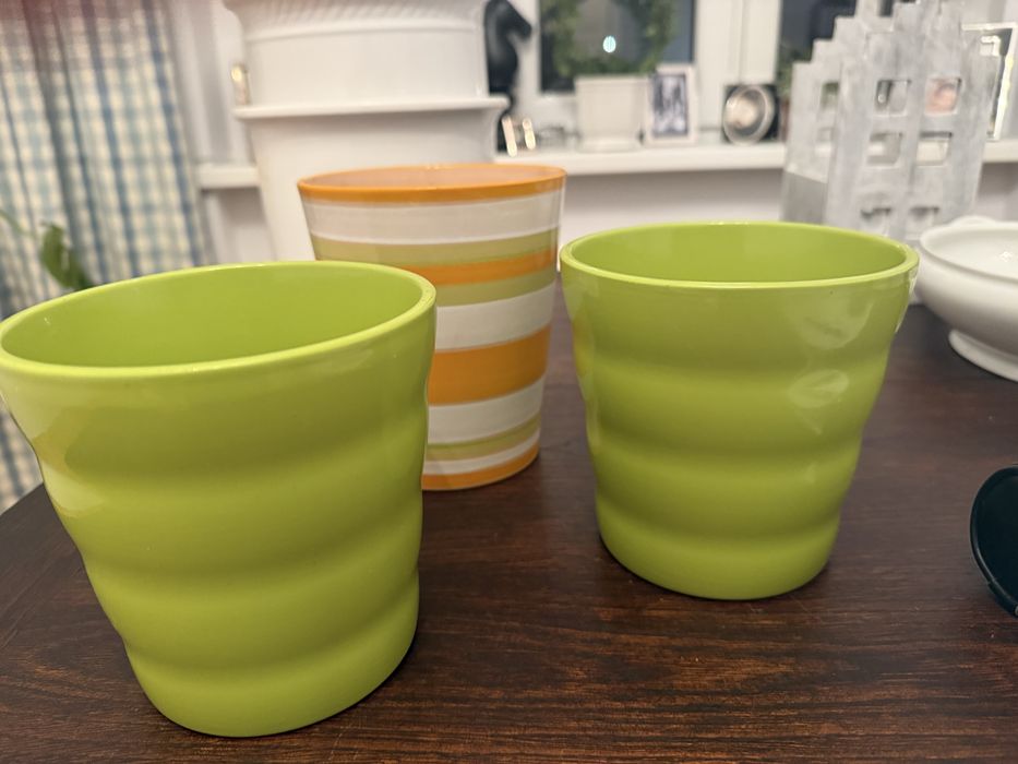 Oslonki doniczki zielone groszek pomarańcz Wielkanoc wiosna