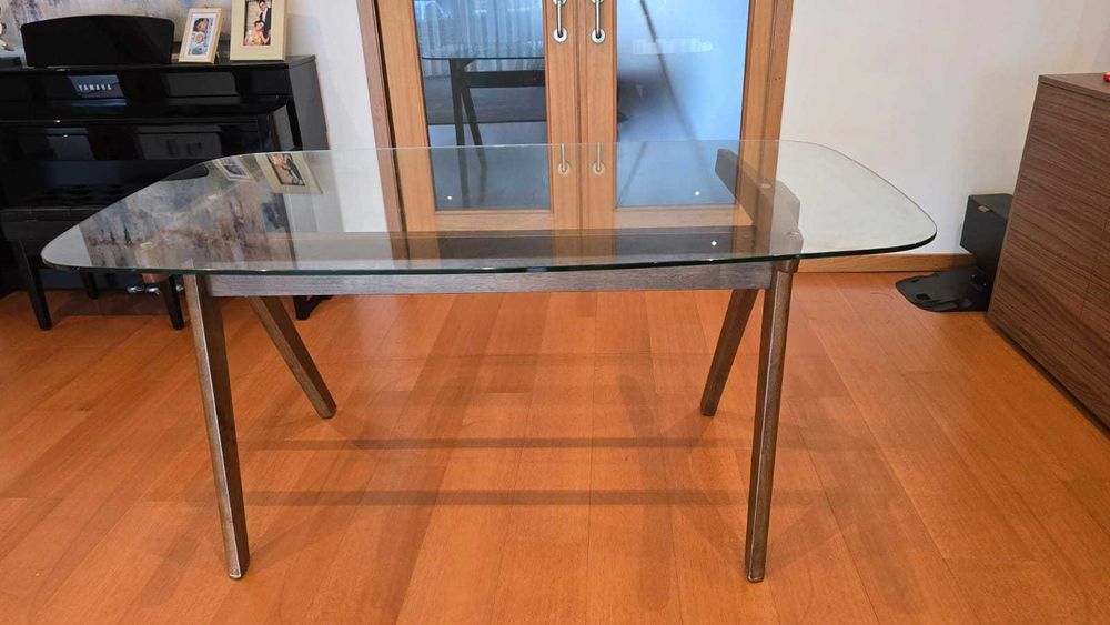 Mesa de Jantar Kenay Home - Tampo de Vidro 4 lugares