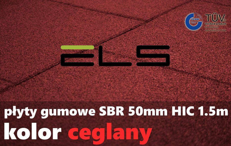 PROMO płyty na plac zabaw 50mm czerwone HIC 1,5m PZH TÜV PRODUCENT