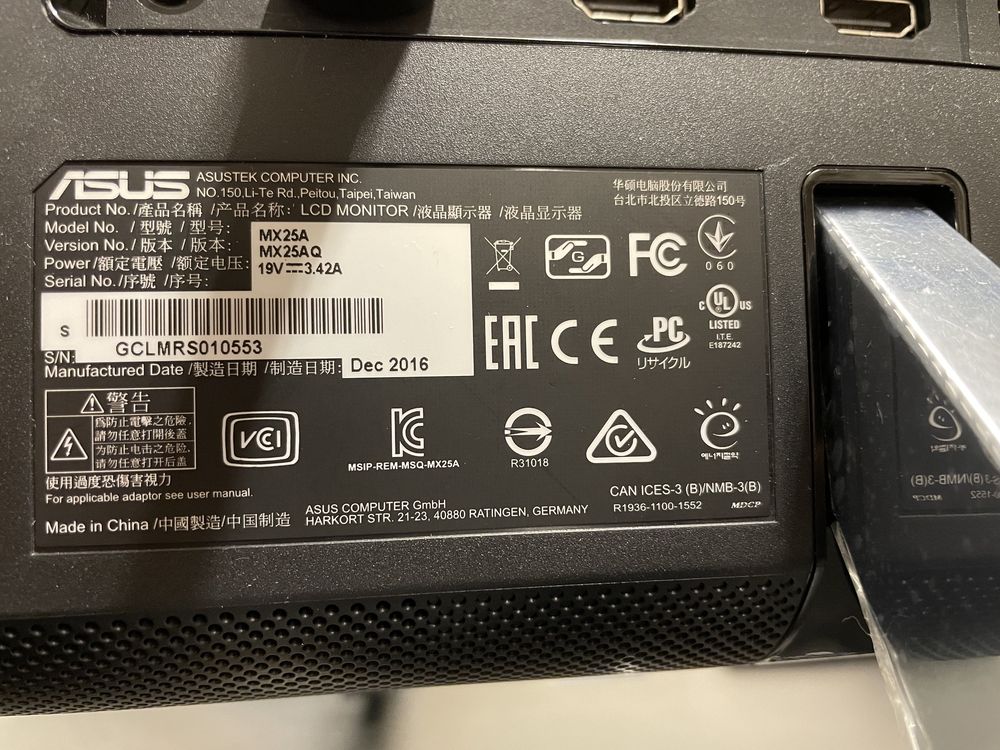 Monitor Asus 25”