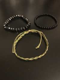 3 pulseiras preto e verde