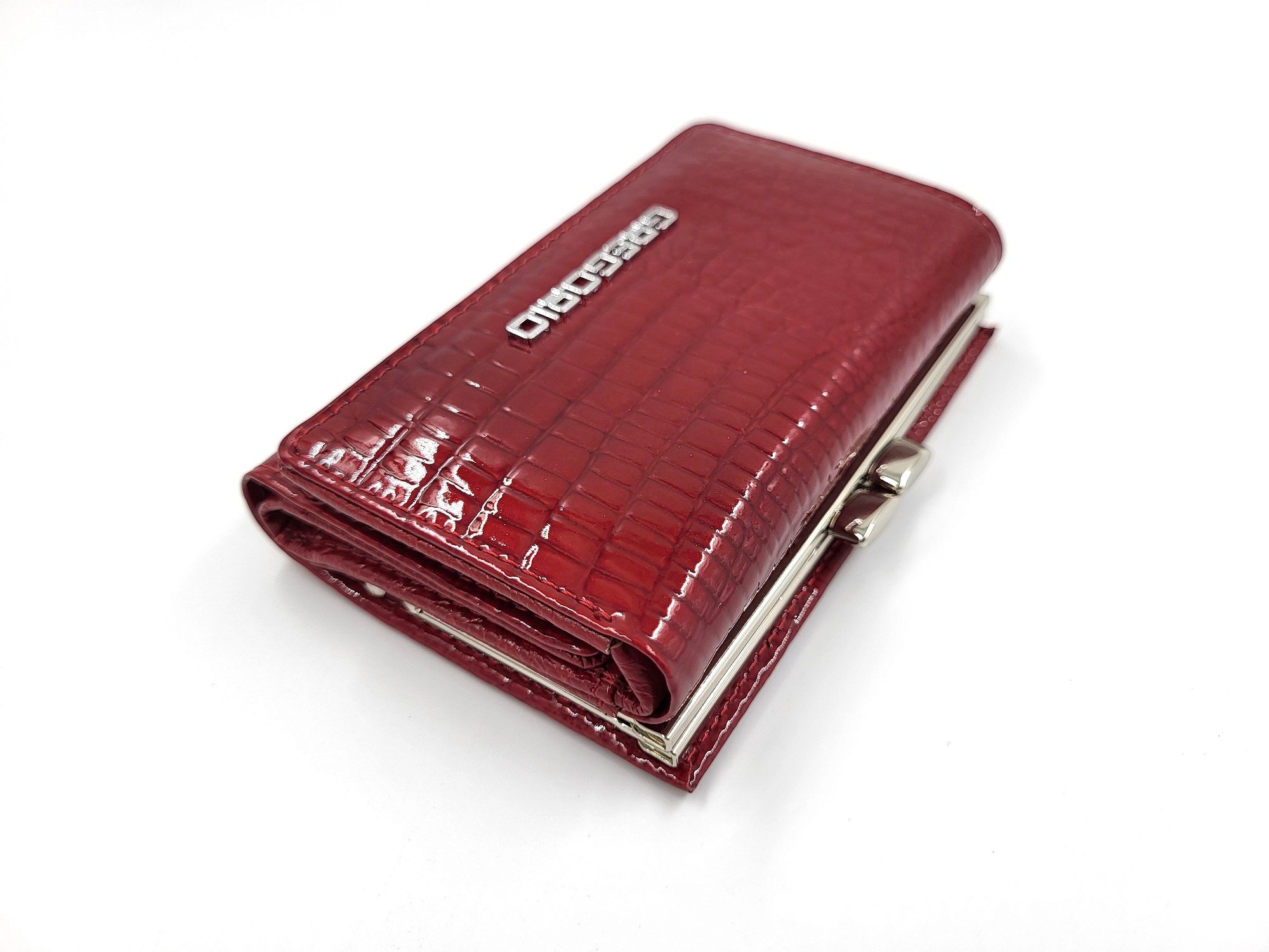 Mały portfel damski skórzany GREGORIO czerwony lakier