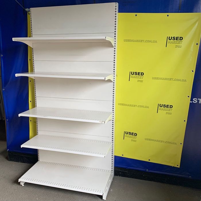 Торгові металеві стелажі Бу з полицями або перфопанелями для магазинів