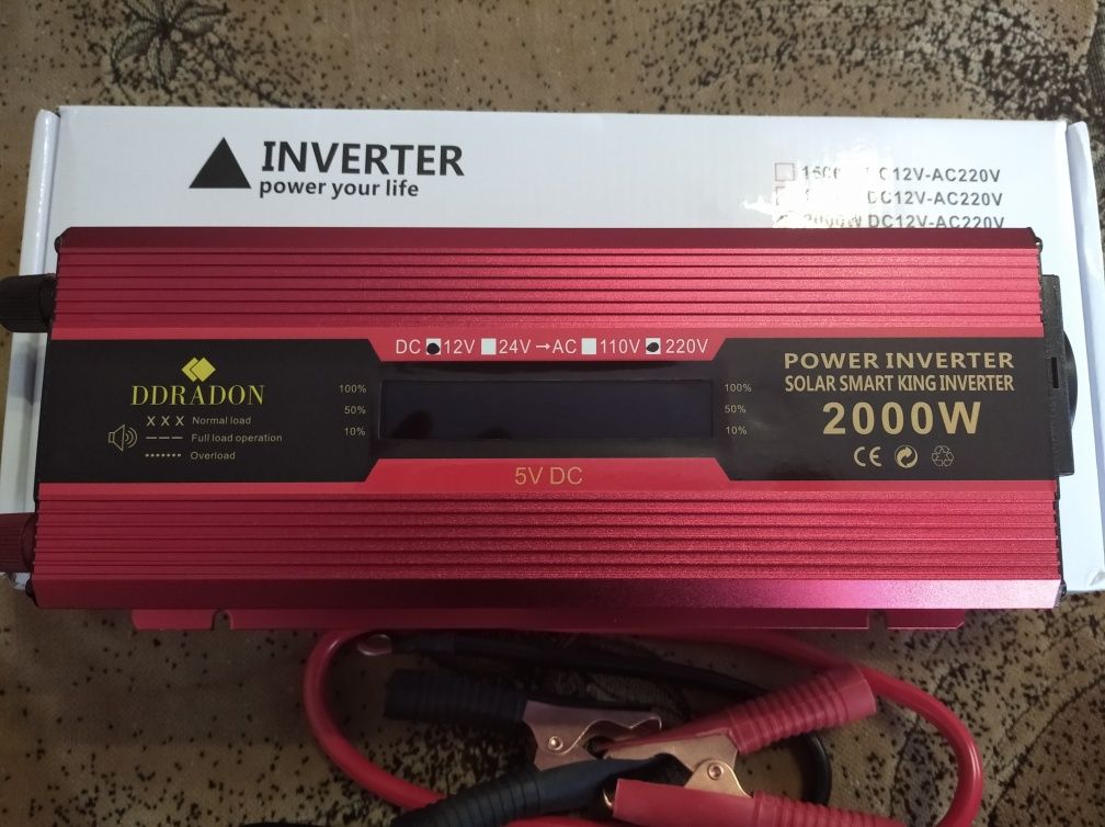 Інвертор з 12 V на 220 V DC/AC 2000 Вт