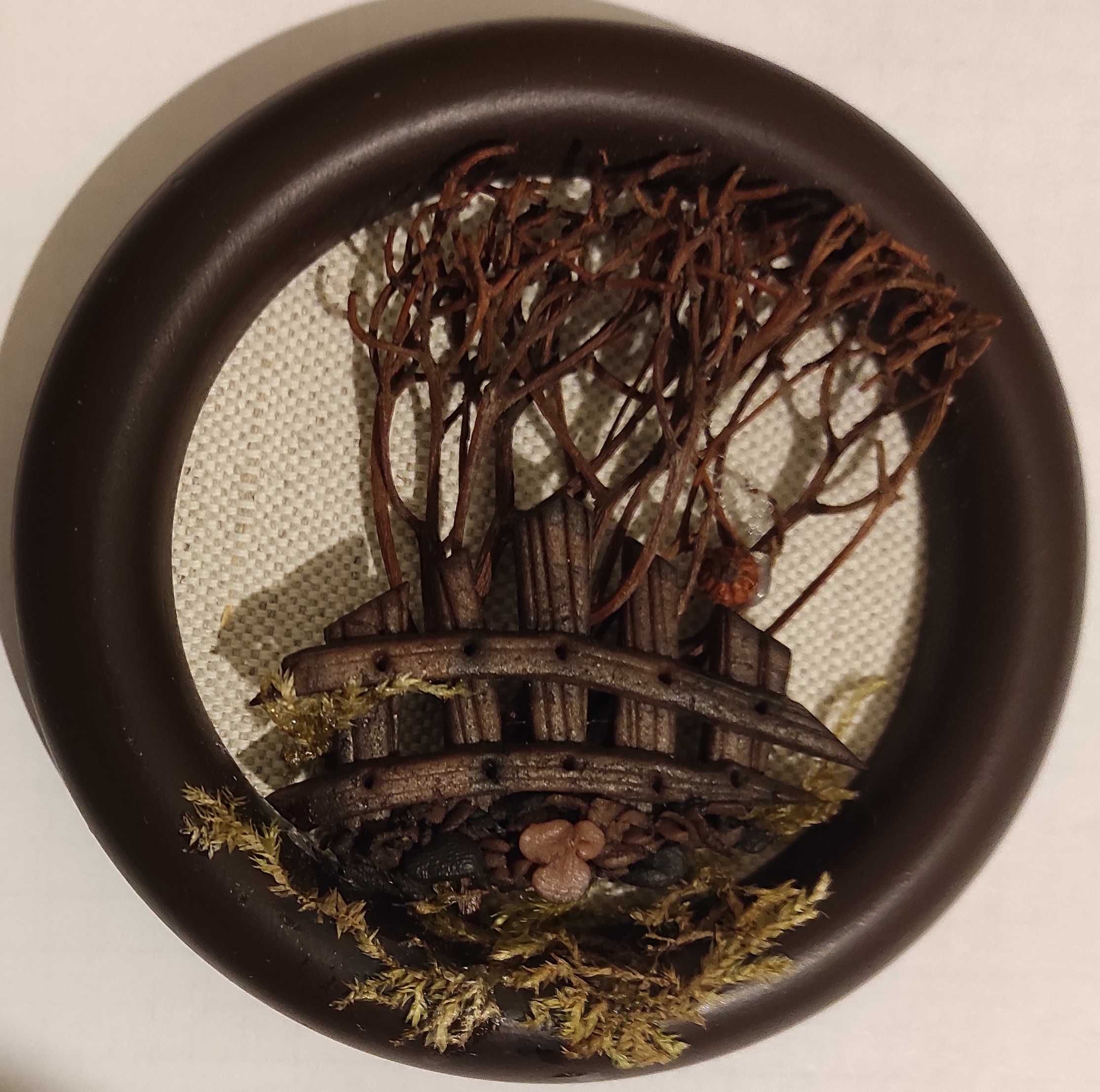 Miniatura dekoracja ścienna obraz 3d - płot krzew tkanina