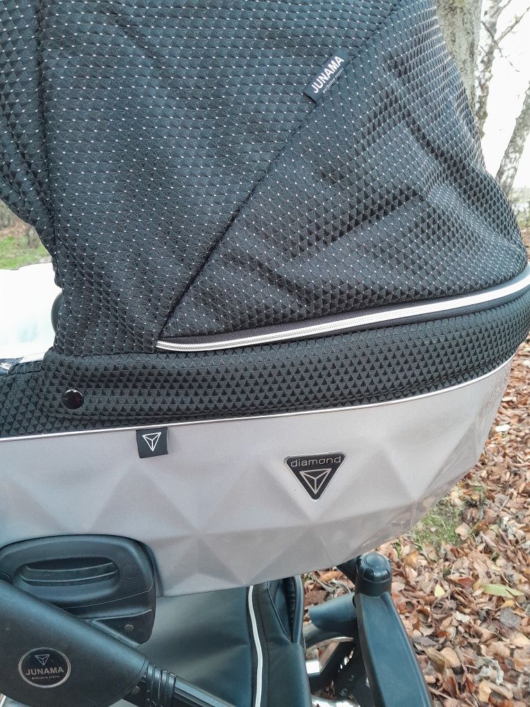 Wózek junama diamond 3w1 z bazą isofix  gondola spacerówka i nosidełko