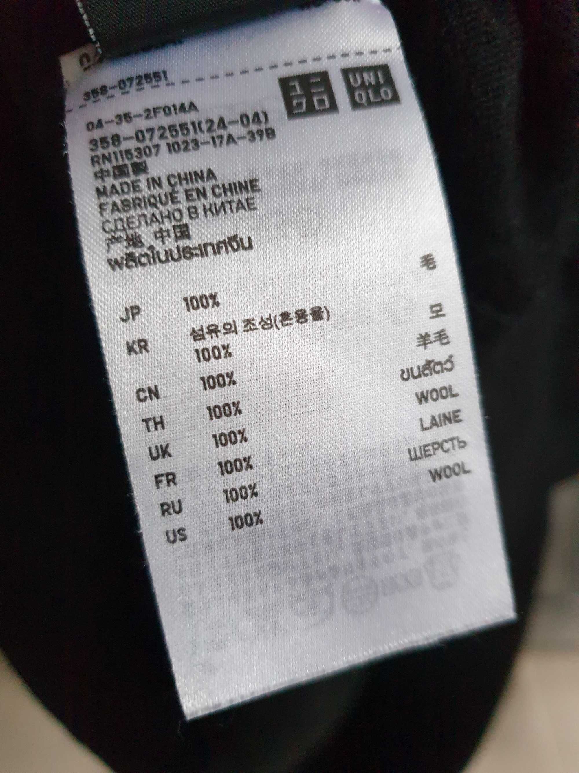 Czarny wełniany sweter Uniqlo męski XL 100% wełna merino