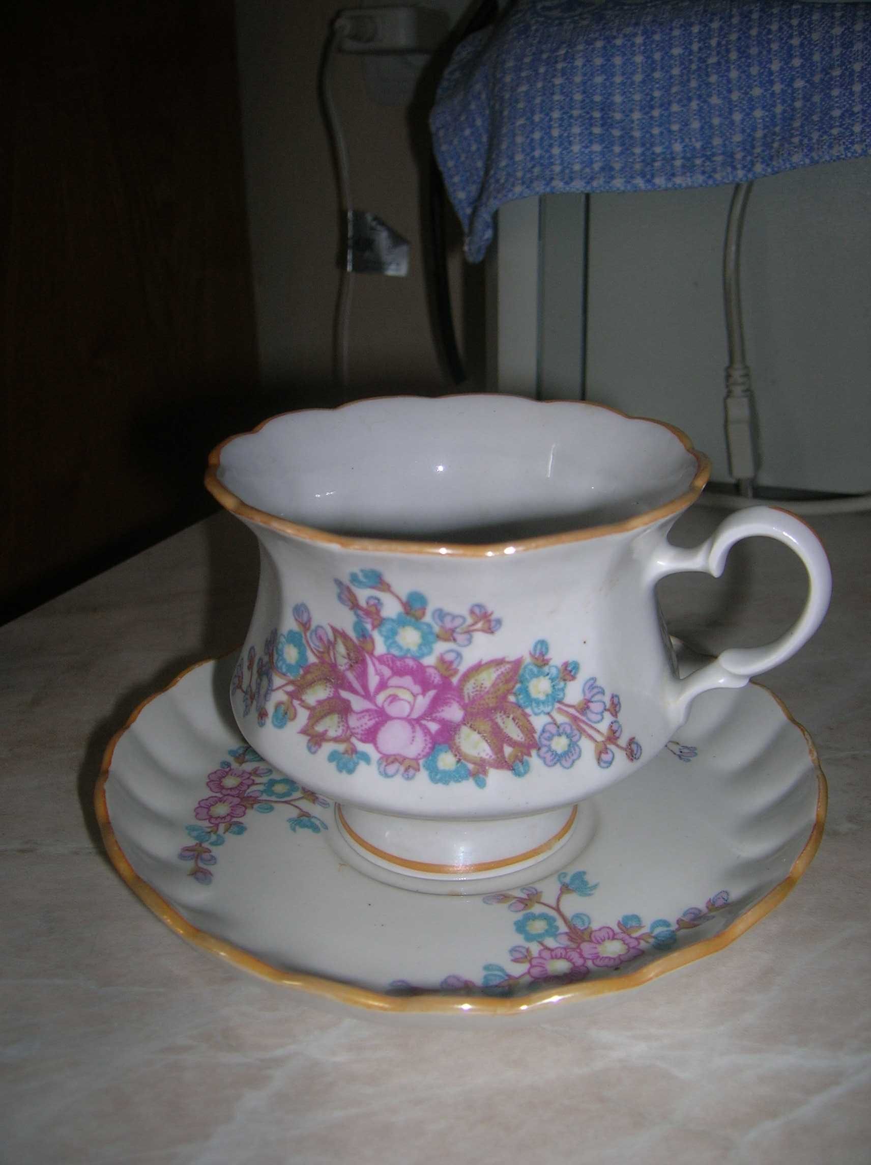 Чайно-кофейный сервиз 15 предметов из фарфора периода СССР