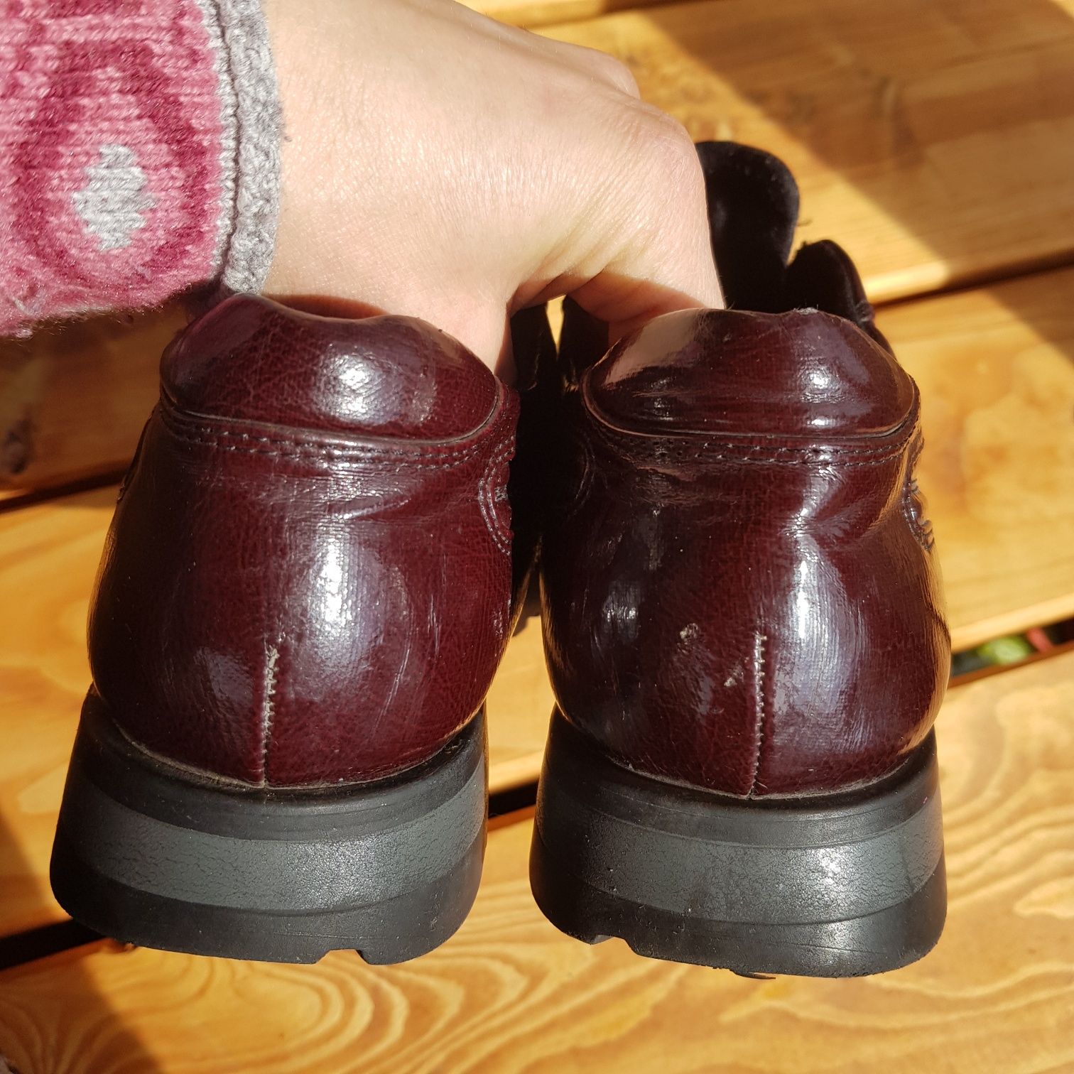 Buty półbuty wkładane burgundowe