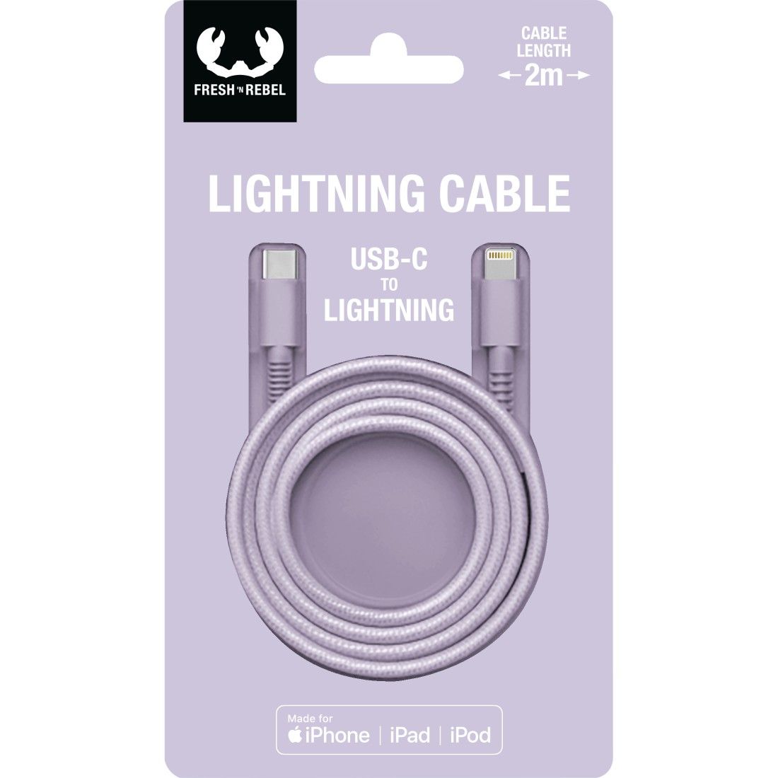 Fresh N Rebel kabel USB-C lightning 2.0M dreamy lilac fioletowy OUTLET