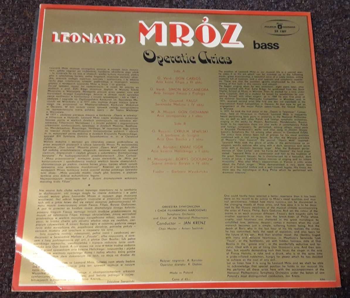 Leonard Mróz bass "Operatic arias" płyta długogrająca winyl LP