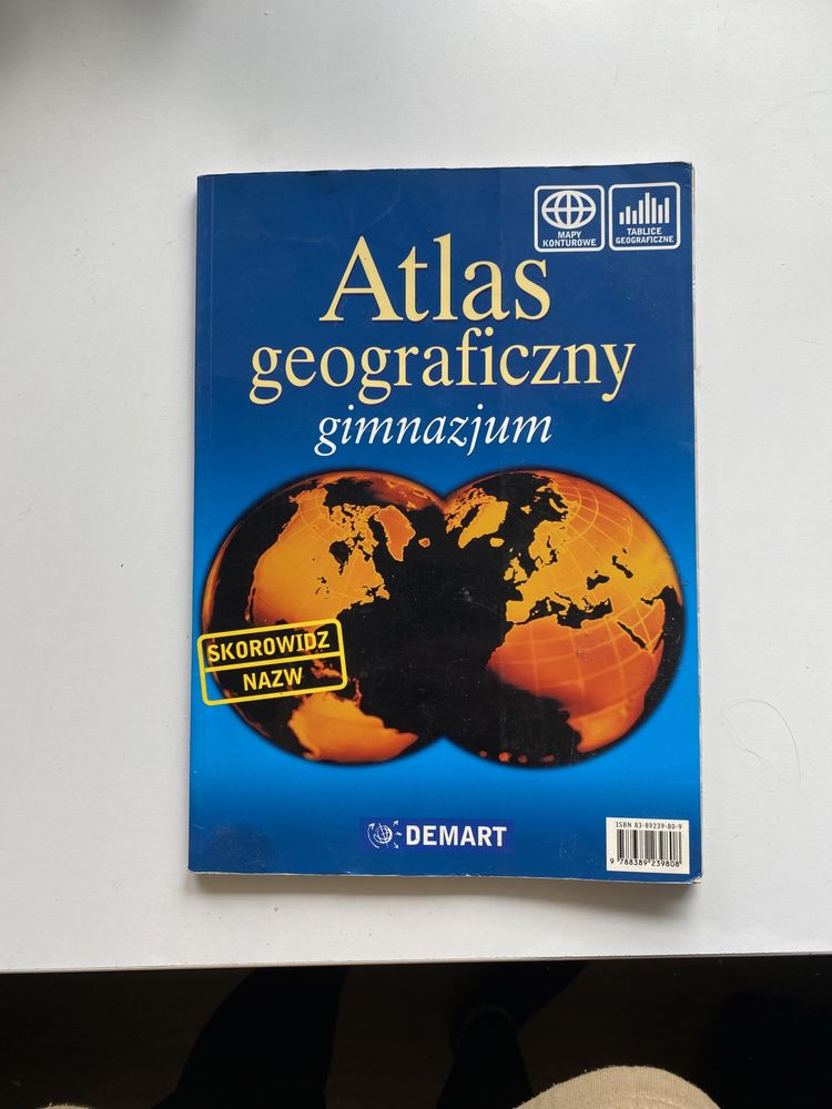 Atlas geograficzny - gimnazjum. Skorowidz nazw. Demart.