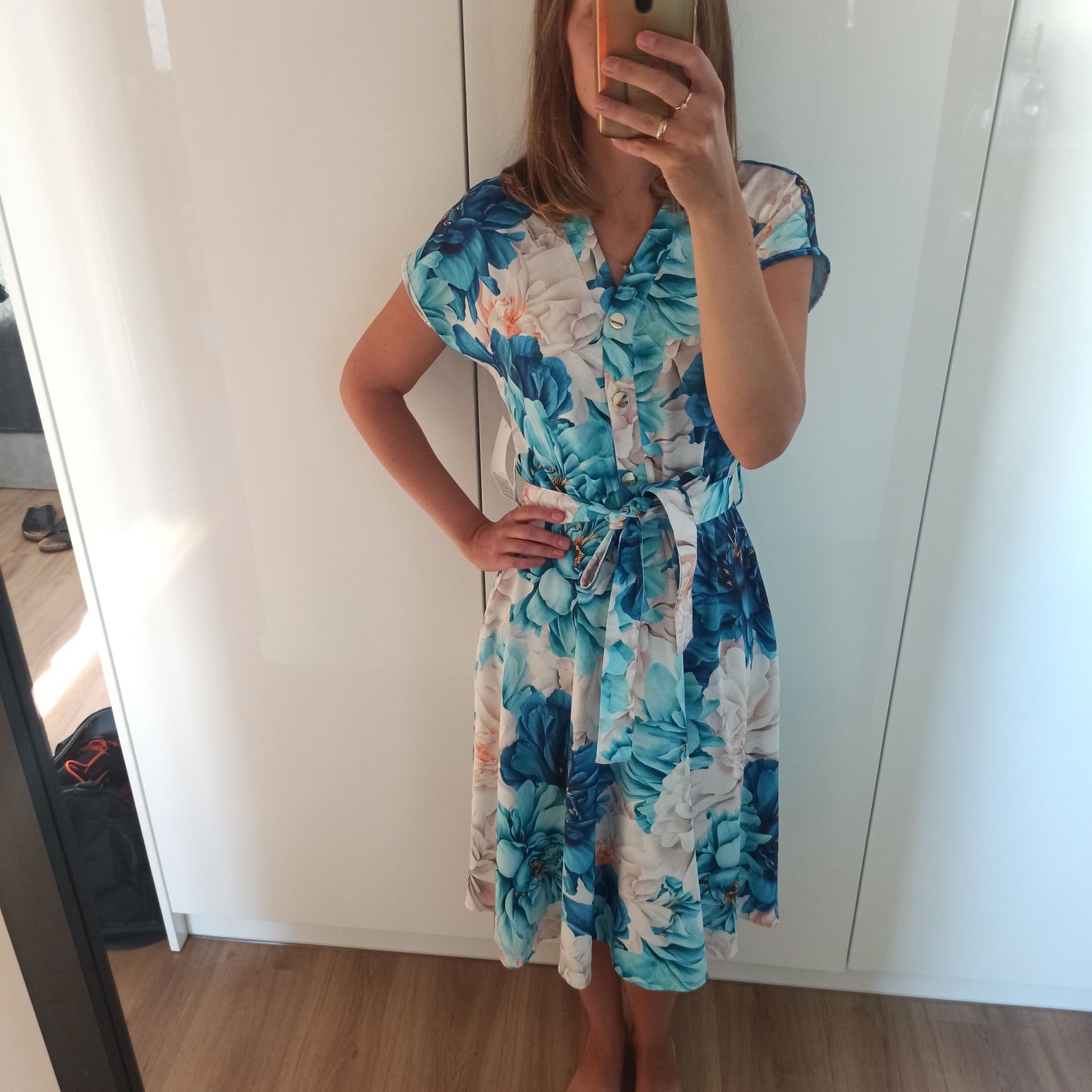 nowa sukienka midi w kwiaty rozmiar S