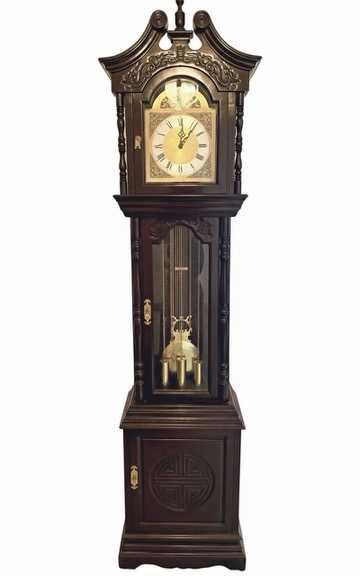 Relógio de Pendulo "Tempus Fugit" em madeira oriental