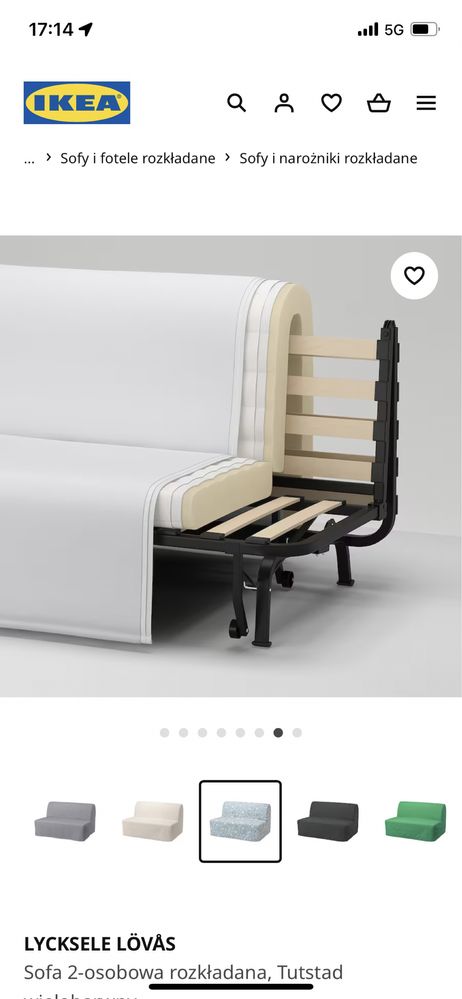 Kanapa sofa Ikea lycksele łóżko materac