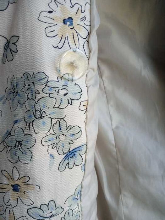 Płaszcz trencz wiosenny w kwiaty cropp, S, 36, bawełniany beżowy