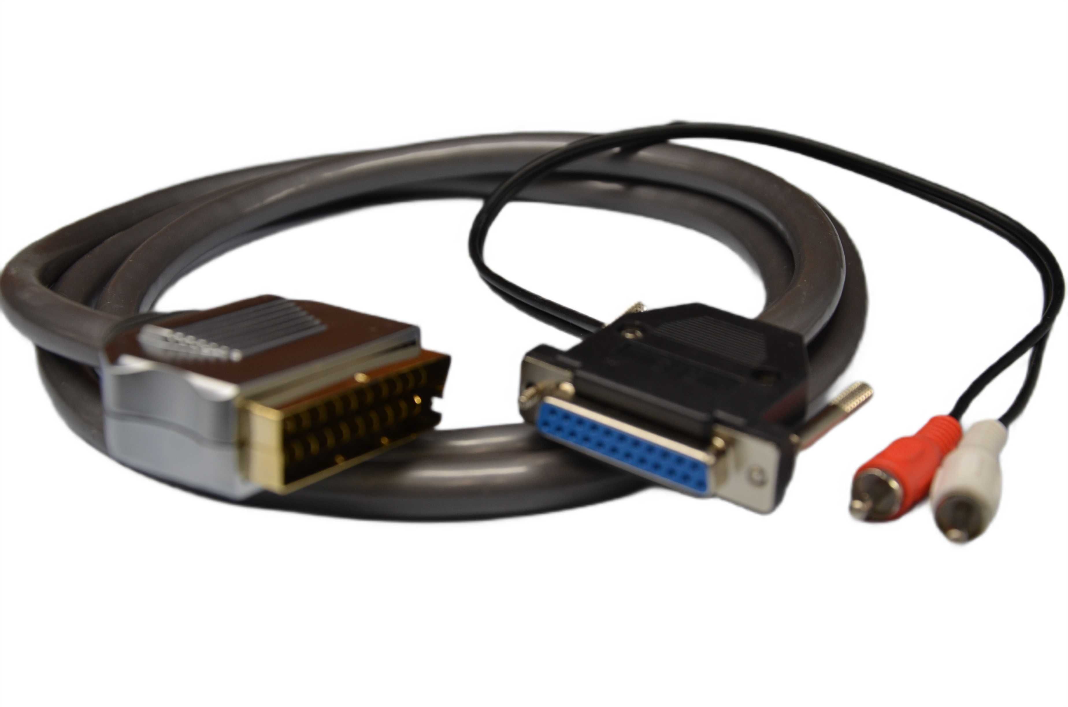 AMIGA Euro ORYGINALNY wtyk DB23 KABEL HQ przewód Oplot TV SCART 1,5m