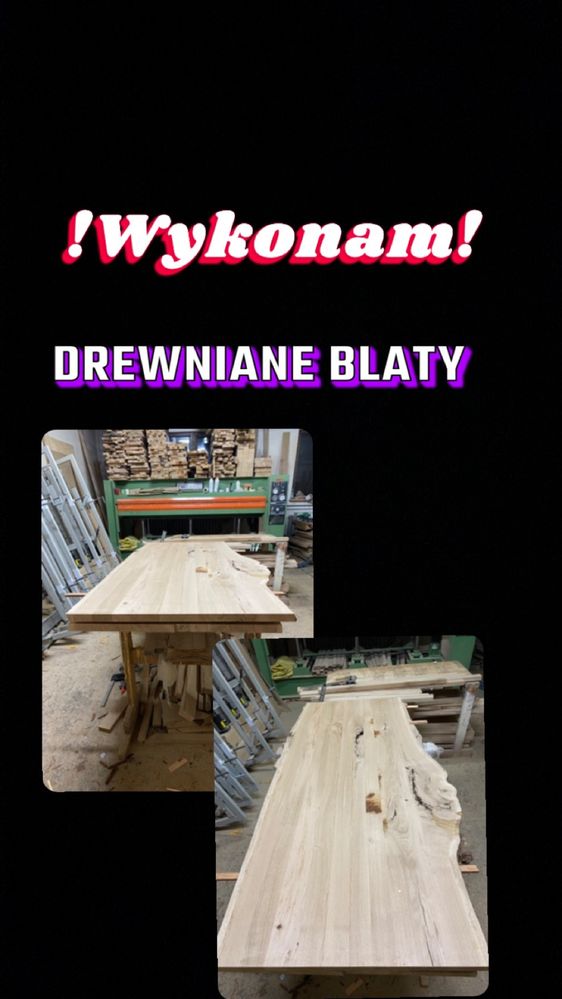 Wykonam Drewniane Blaty na Stół/Stoliki