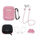 Zestaw silikonowe etui AirPods 2 / AirPods 1 + futerał / zaczep na uch