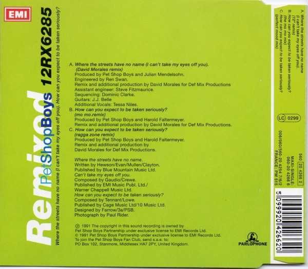 Pet Shop Boys – Where The Streets Have No Name Remixed CD