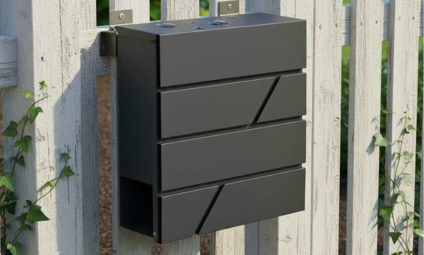 Nowoczesna skrzynka na listy antracyt wisząca metalowa na zewnątrz HIT