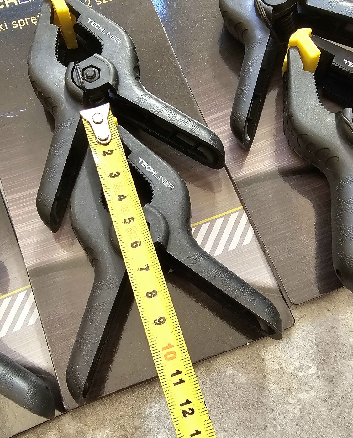 Ściski sprężynowe stolarskie modelarskie klamra chwytak klips dl 11cm
