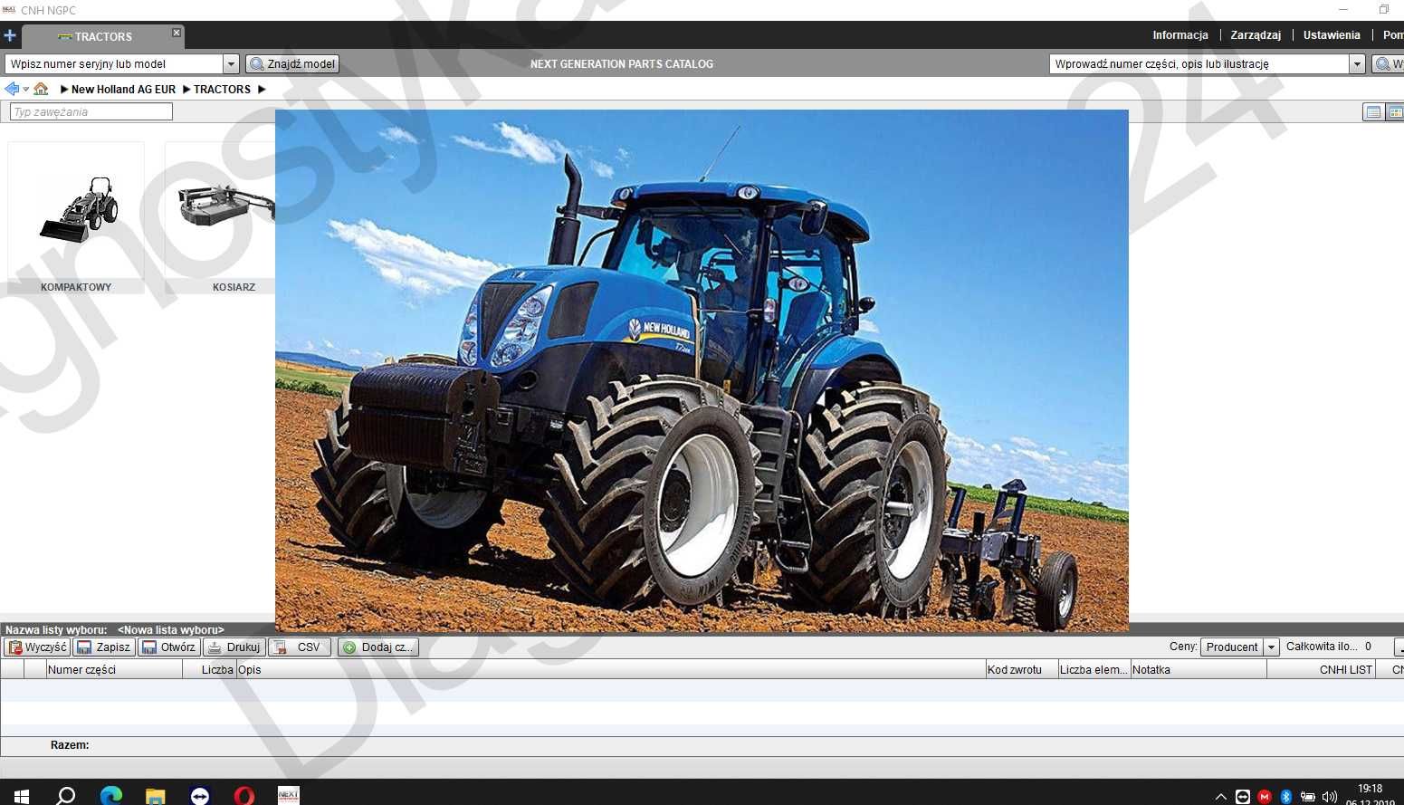 KATALOG CZĘŚCI New Holland Maszyny CX TC B90 AGRO Zdalna Instalacja