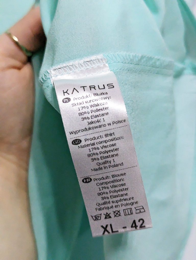 Miętowo-czarna bluzka marki Katrus, rozmiar XL