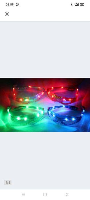 Okulary LED 3 kolory