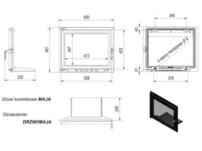 Дверки для камина, дверцята, дверцы 491X600,515X652,515X738,607х750 ММ