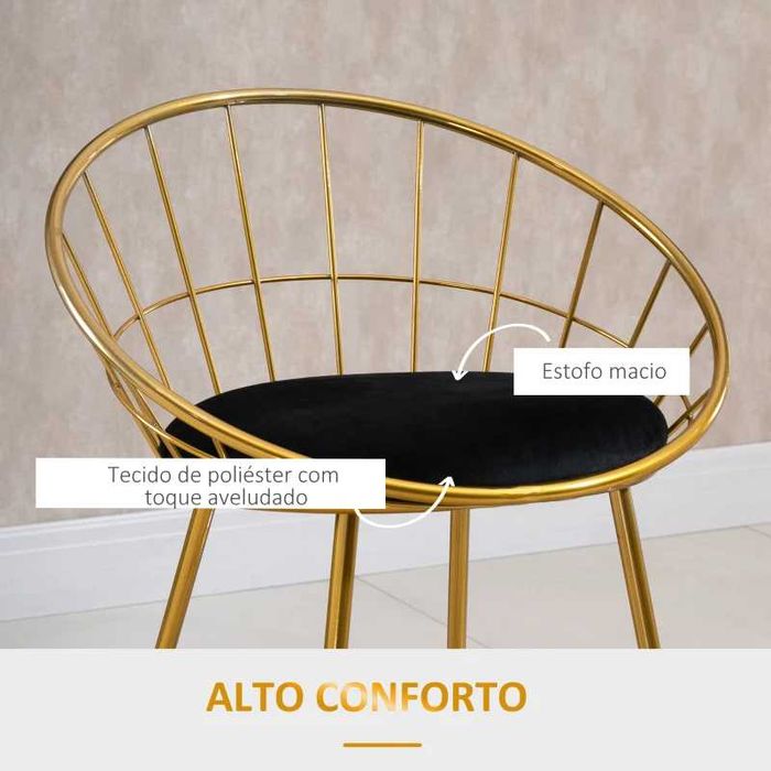 Conjunto de 2 Bancos Altos Dourados