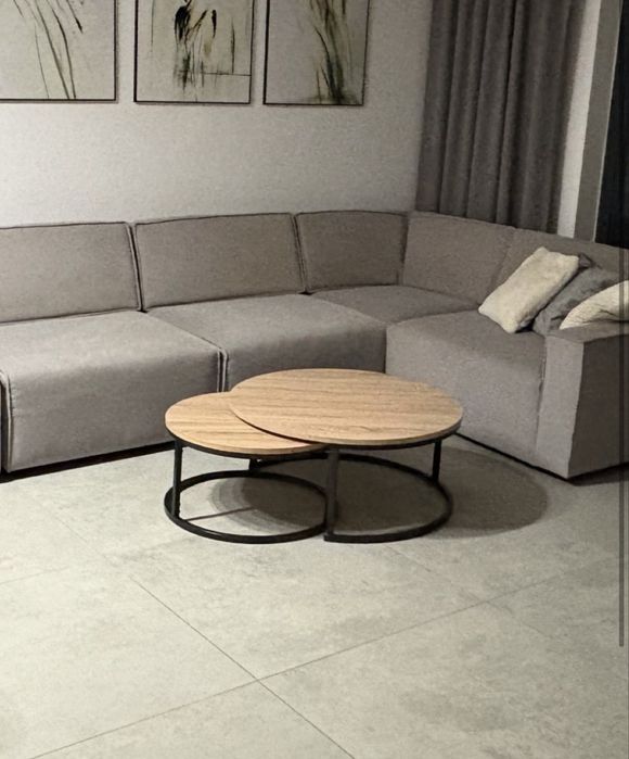 Stolik kawowy zestaw okrągły dąb sonoma