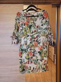 Sukienka H&M 40 L 38 M Boho etno kwiaty liście floral