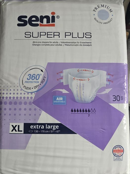 Pieluchomajtki seni super plus XL nowe 6x30 szt