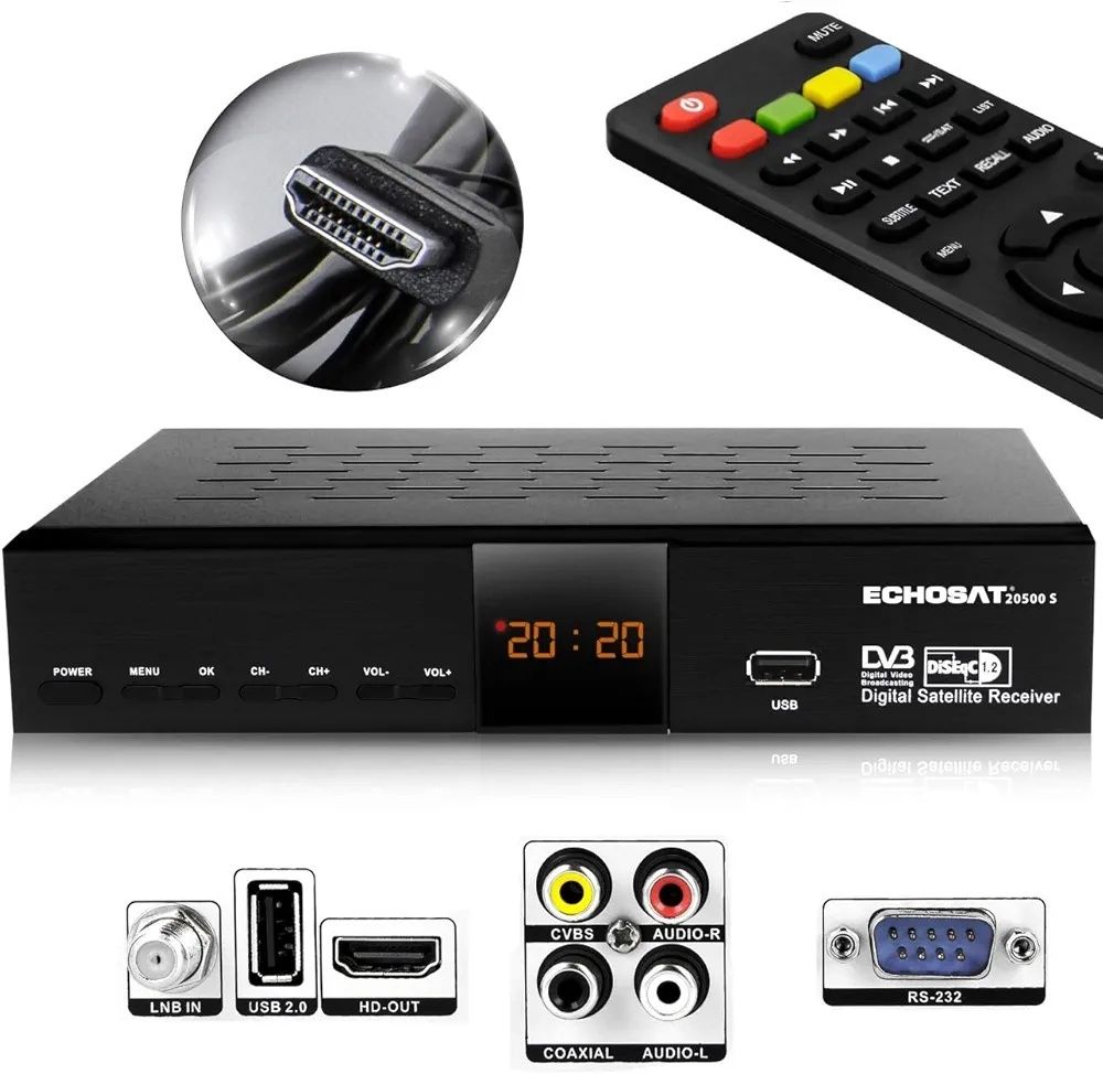 Tuner dekoder odbiornik DVB-S, DVB-S2 Echosat 20500 S FULL HD